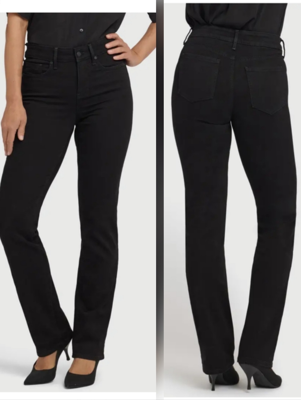 NWT NYDJ Not Your Daughters Jeans High-Rise Straight Leg Jeans Black Size 16